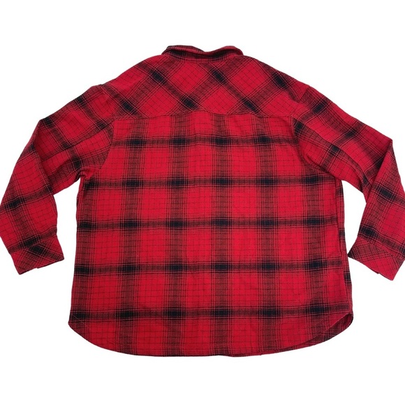 Size XL The BC Clothing Co 100%Cotton Red and Black Plaid Flannel Button Down - Picture 2 of 7